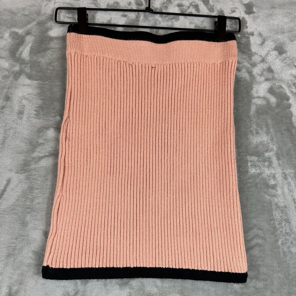 Lulus Sweater Skirt Women's S Pink Black Trim Ribbed Knit Body Con - Picture 7 of 7